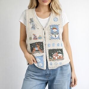 White Stag XL Vintage Winter Vest Jingle Bell Accent Cottagecore Cabincore #66